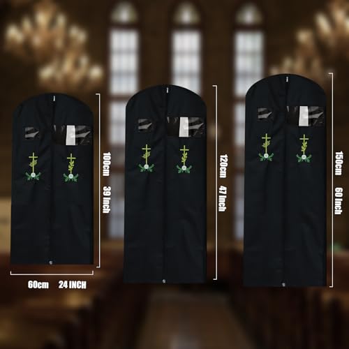 Clergy Shirts for Women or Men Garment Bag,Clergy Robe Bag Clergy Dresses Pastor Cross Embroidery Storage Bags2