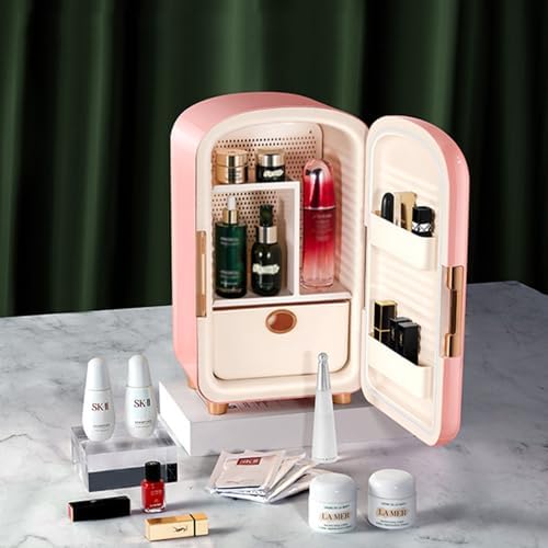 Portable Mini Skincare Fridge, Lightweight Makeup & Beauty Refrigerator, Compact Cooling Solution for Bedroom, Office & Travel - Ideal for Skincare Lovers (Beige)