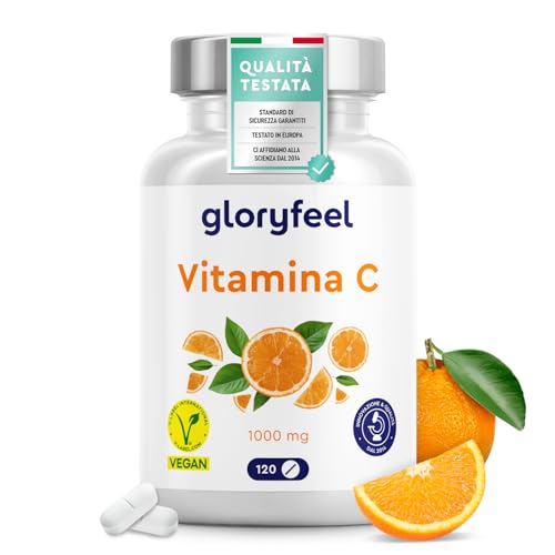 Vitamina C, Acido Ascorbico, Vitamina C 1000mg, 120 Compresse Vegan (4 mesi), Vitamina C Pura Compresse, Integratore Difese Immunitarie, Vitamin C Concentrata ad Alto Dosaggio