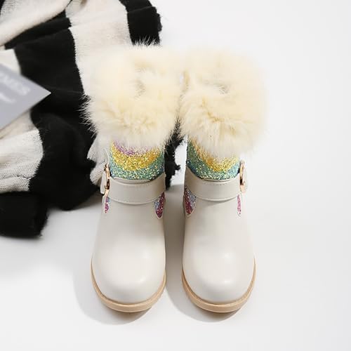 IWIHMIV Toddler Girl Winter Boots Girl Snow Boots Kid Riding Shoes Snow Boots Winter Boots Kids Boots Warm Mid Calf Boots2