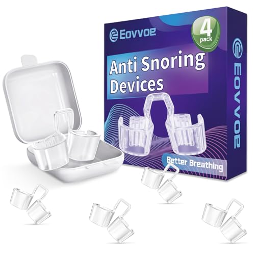 Anti Snoring Devices, Adjustable Snore Stopper for Men and Women, Snoring Solution, Individually Packaged & Reusable – 4 Pack