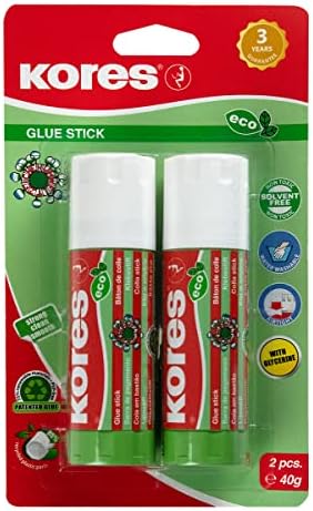 Kores - Pastel Glue Stick, Strong-Hold Adhesive, Safe and Non-Toxic Craft Glue for Arts and Crafts, School and Office Supplies, Pack of 2 x 20g