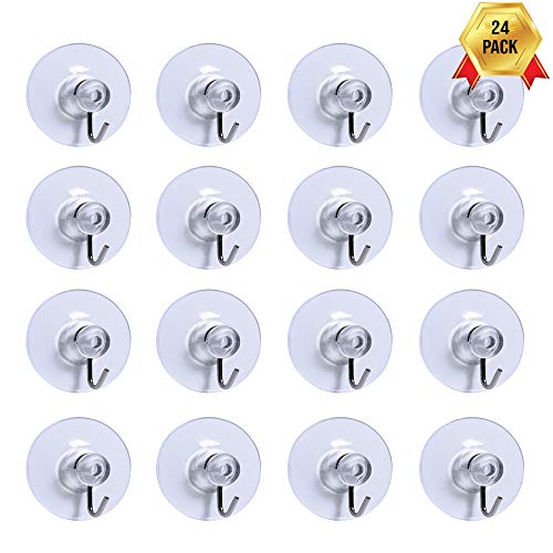 volila 45 mm Window Bathroom Kitchen Clear Suction Cup Wall Hooks Hangers (24 Pack)