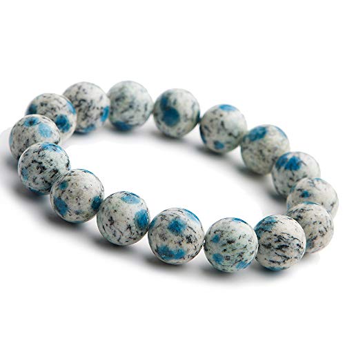 Bleu K2 Jade Perles 13mm Bracelet Style Bohème pour Homme et Femme