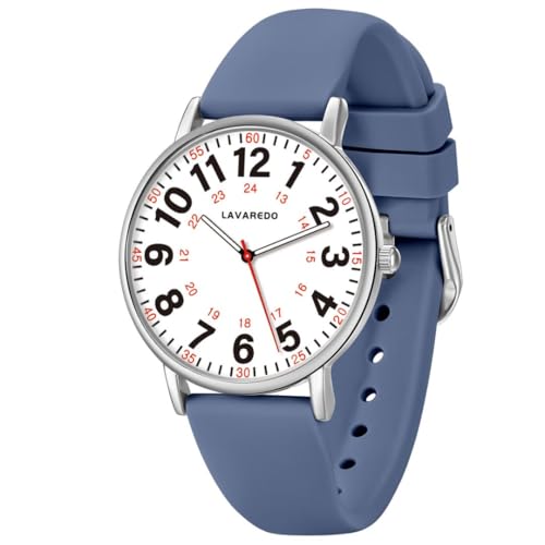 aswan watch Reloj Analógico de Cuarzo para Mujeres y Hombres con Correa de Silicona,Esfera Luminosa,12/24 Horas,Caja de 38 mm,3 Agujas,Números Grandes,Reloj de Enfermería para Médicos/Estudian