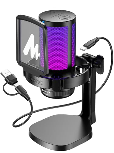 MAONO RGB Condenser Gaming Mic, USB Podcast Microphone with Noise...