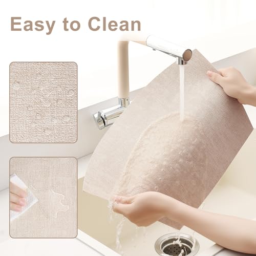 Homaxy Round Table Placemats Set of 6, Washable Wedge Shaped Faux Leather Table Mats, Wipeable Kitchen Dinner Place Mats for Indoor Outdoor, Beige by Homaxy - Used condition - Image 4