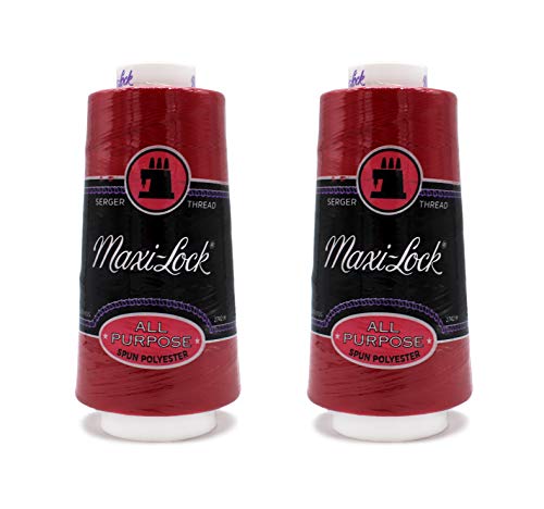 Hilo para costura American & Efird Maxi Lock en cono, 3000 yardas, color rojo amapola, pack de 2 unidades miniatura 1