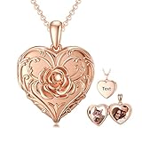 SOULMEET Real 10k 14k 18k Flower Rose Gold Locket Necklace That Holds 2 Pictures Personalized...