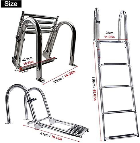Escalera plegable de acero inoxidable 4 escalones para piscina miniatura 2
