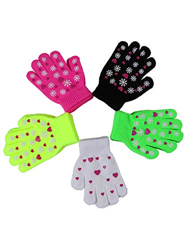 Century Star Kids Gloves Winter Toddler Gloves Knit Magic Gloves For Boys Girls Warm Stretchy Full Fingers Set 5Pairs 1 One Size