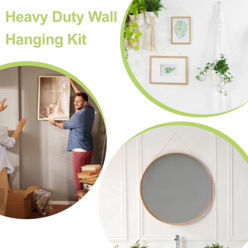 Image of Picture Hanging Kit - 3 Rolls 3M Brass Wires with 20Pcs Eye Hooks, Heavy Duty Hanging Accessories for Pictures Canvas Mirrors Artwork(Gold)