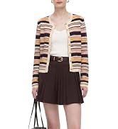 GOELIA Women 100% Cotton Striped Knit Cardigan Lightweight Button Front Sweater for Spring Summer...