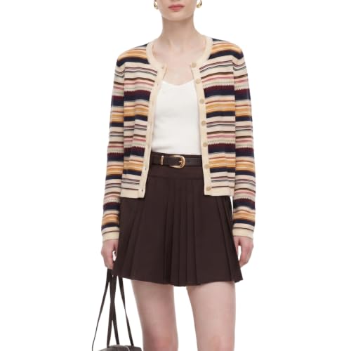 Image of GOELIA Women Wool Blend Lightweight Cardigan Sweaters 2026 Spring Business Casual Solid Long Sleeve Knitted Cardigan Top