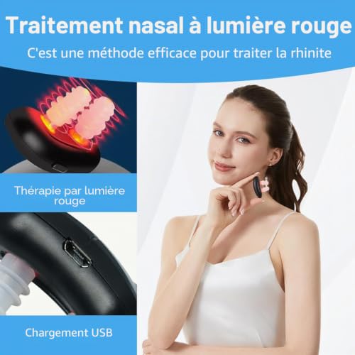 Tomedeks 1 Pièce Cavité Nasale Thérapie par Infrarouge, Red light Therapy Nasal Instrument,Utilisé pour Soulager Rhinite Chronique Allergique, Avec Câble de Charge – vue 3