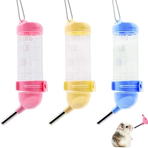Hamster Water Drinking Dispenser, 3 Pcs 125ml Plastic Hanging Small Animal Water Bottles, Automatic Water Feeder for Hamster, Rabbit, Guinea Pig, Rat, Gerbil