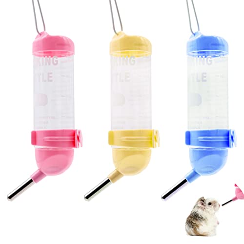 Hamster Water Drinking Dispenser, 3 Pcs 125ml Plastic Hanging Small Animal Water Bottles, Automatic Water Feeder for Hamster, Rabbit, Guinea Pig, Rat, Gerbil