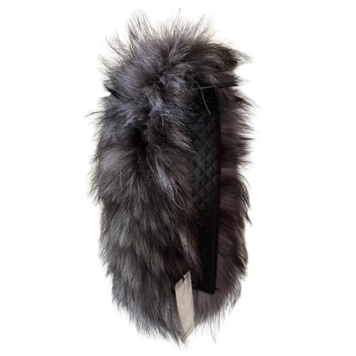 Fluffy Collar Grey Silver Fur Fox for winter coat parka hood 75 cm Mens and Womens