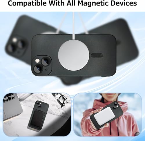 DIZORO Magnetic Case for iPhone 15 Compatible with MagSafe Built-in Camera Lens Protector Slim Soft Silicone Bumper Shockproof Metallic Luster Back Cover Phone Case Black - Image 7