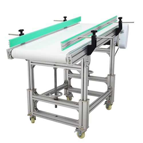 WYDDDARY PU Inclined Wall Conveyor Belt 48inch Length 20inch Width Aluminum Conveyor Machine Industrial Transport Conveyor 110V