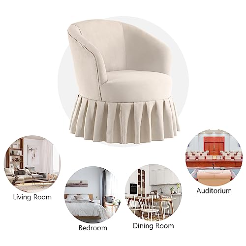 Hommoo Swivel Accent Chair Armchair For Living Room Bedroom Comfy Linen Fabric Round Barrel Chair With Pleated Skirt Small Accent Chair For Small Spaces Beige #TOP5