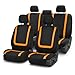 FH Group FH-FB032115 Unique Flat Cloth Seat Cover w. 5 Detachable Headrests and Solid Bench Orange/Black- Fit Most Car, Truck, Suv, or Van