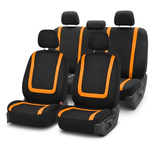 Image of FH Group Car Seat Covers Full Set Cloth - Universal Fit Automotive Seat Covers, Low Back Front Seat Covers, Solid Back Seat Cover, Washable Car Seat Cover for SUV, Sedan and Van Orange