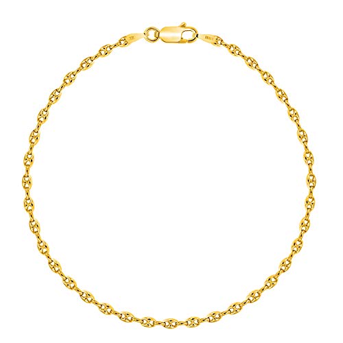 PLANETYS - Bracelet Argent 925/ 1000 Plaqué Or Jaune 18 Carats Maille Grain de Café Largeur: 2.5 mm