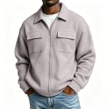 SOOUICKER Herren Übergangsjacke Sportlich Elegant Hemdjacke Reißverschluss