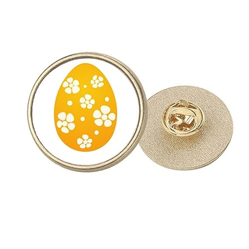 Broche ronde dorée motif œuf jaune bijou de Pâques taille M