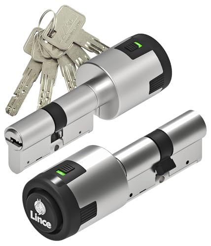 Lince - Cilindro C6 ALARM 35x35 cm | Bombillo de Alta Seguridad Avanzada con Alarma Integrada de 100dB | Anti-Intrusión | Acabados en Latón y Níquel Mate | Incluye 5 Llaves XXL | Acabado níquel