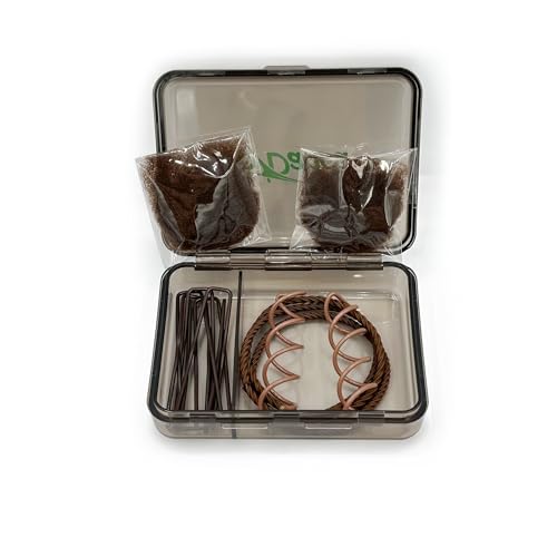 Ballet Bun Kit, Travel Size with Hair Ties, Pins, and Swirly Pins (Brown)