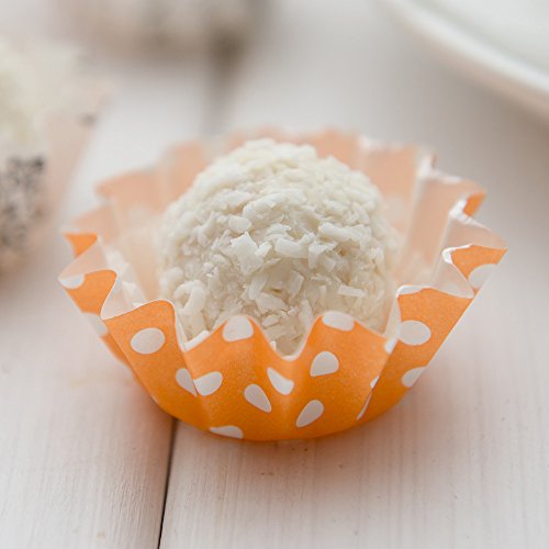 Panificio Premium 0.4-Oz Baking Cups: Small-Flared Paper Baking Cups Perfect For Muffins, Cupcakes Or Mini Snacks - Hot Orange Polka Dot Print Design - Disposable And Recyclable - 200-Ct #TOP2