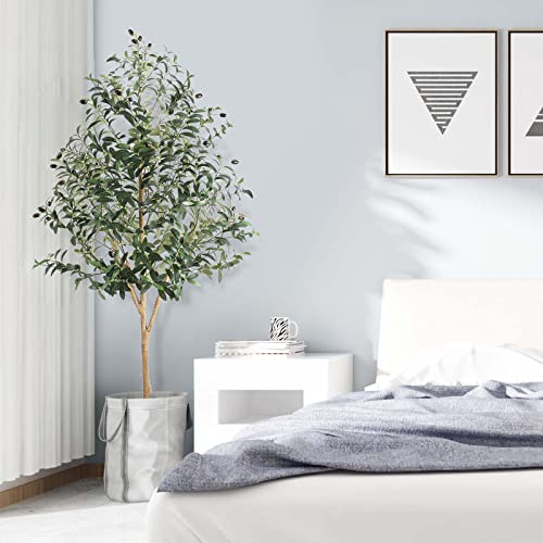 Haispring Artificial Olive Tree 6Ft (72'') Tall Fake Trees Large Faux Olive Tree For Modern Living Room Indoor & Outdoor Decor, Nearly Natural Silk Tree For Housewarming Gift #TOP1