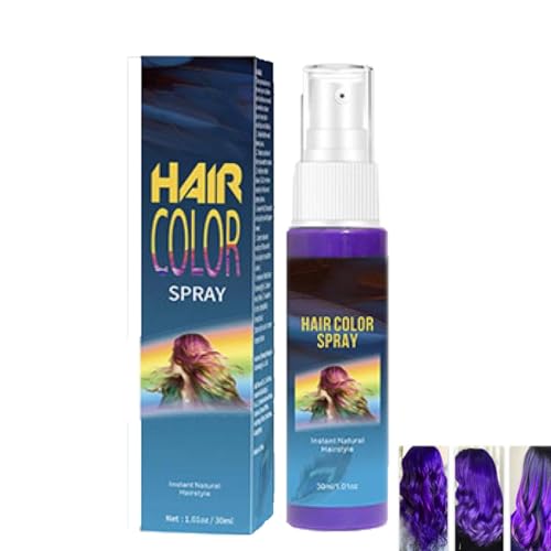 Haarspray Farbe, Auswaschbar Farbiges Haarfarbe,Hair Color Spray, Haarspray Farbspray zum temporären Haare Färben Color,Instant Hair Dye,Haar Colorationen für Karneval Halloween Cosplay Party (Lila)