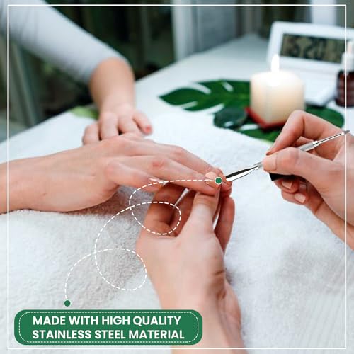 Skellax 4PCS Cuticle Pusher Double Ended Sharp Edge Spoon Shaped Set, Salon Quality Stainless Steel Metal Manicure Pedicure Nail Polish Remover Cleaner Tools for Fingernails Toenails