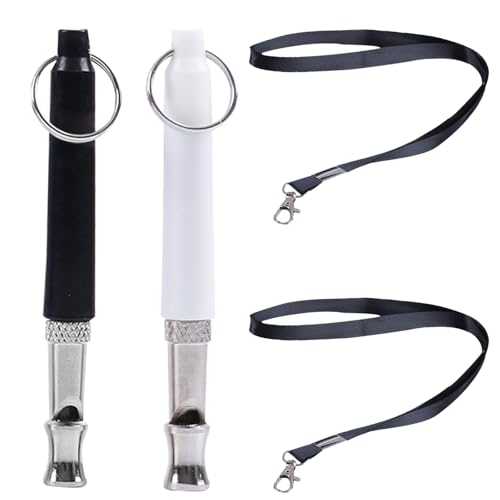 Lpolkvemelh 2 PCS Silbato Ultrasónico para Perros, Antiladridos Silbato Perros con Cordón y Llavero Frecuencias Ajustables Silbatos Ahuyenta Perros para Adiestramiento de Perro y Control de Ladridos