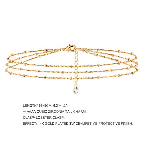 Image of MEVECCO Bracelet for Women 14K Gold Plated Dainty Chain Simple Jewelry Cute Handmade Minimalist for Her