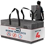✔️【PIEGHEVOLE E VERSATILE】: questa borsa in plastica con cerniera da 104 litri offre ampio spazio per ogni necessità, e può essere piegata e riposta facilmente quando non in uso. A differenza dei cartoni, queste borse rappresentano una soluzione pratica per conservare e organizzare oggetti stagionali o accessori da viaggio.