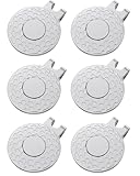GreenHaven 6 Pack Golf Hat Clips Magnetic Golf Ball Marker Holders for Golf Hats Caps Pants Gloves Bags Visors Belts Patterned Alloy Clips for Metal Golf Ball Markers (Ball Marker Not Included),Silver