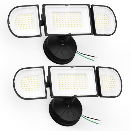 SZPOWER 150W Flood Lights Outdoor Waterproof IP65, Exterior LED Floodlights with 3 Adjustable Heads, 15000LM Super Bright Security Lights Fixture, Outside Lights for House, Backyard 2 Pack