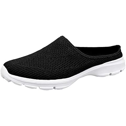 Slippers Ladies Mens Summer Slip-On Beach Sandals Garden Clogs Mules Indoor Outdoor Comfortable Casual Home Shoes Flip Flops,Black-2184,4 UK,37 EU Cover