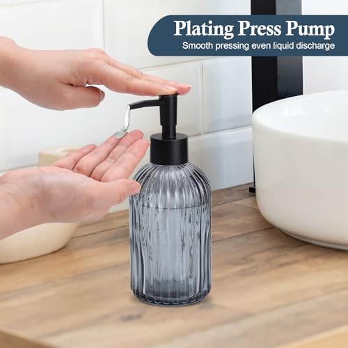 Hejo 2 Pcs 400ml Glass Soap Dispenser with Black Pump, Hand Wash Dispenser Bottle for Kitchen Bathroom Sink, Refillable for Liquid Soap, Lotion, Shampoo, Dish Wash (Transparent Black) - Cosy Home Interiors Hejo 2 Pcs 400ml Glass Soap Dispenser with Black Pump, Hand Wash Dispenser Bottle for Kitchen Bathroom Sink, Refillable for Liquid Soap, Lotion, Shampoo, Dish Wash (Transparent Black) - Image 4