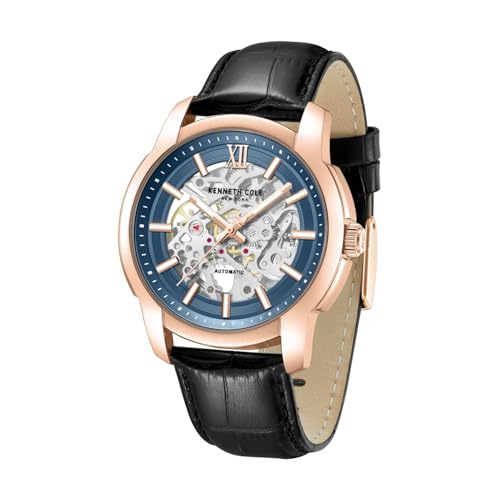 Kenneth Cole Automatic Analog with Blue Dial Black Leather Strap Watch for Men - KCWGX0099403MNW - Image 3