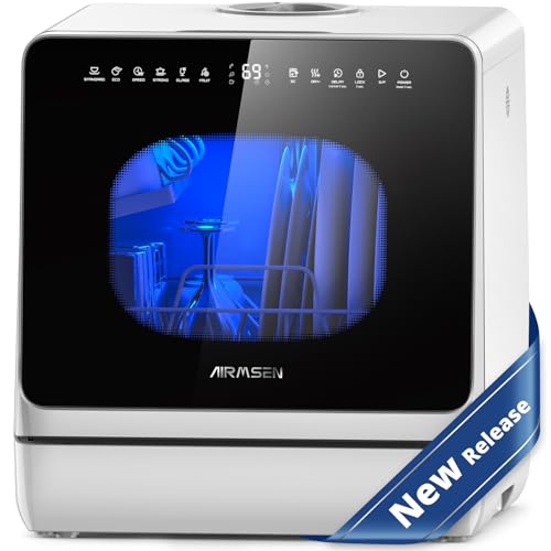 AIRMSEN Countertop Dishwasher with Built-in Water Tank & Softener