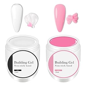 KYDA 2 Farben Nagelverlängerungs Gel, Fester Gel-Nagelkleber zur Verlängerung, Solid Building Gel für Nail Art Design, Premium-Farbverlängerungsgel für Anfängernägel (Clear and Pink)