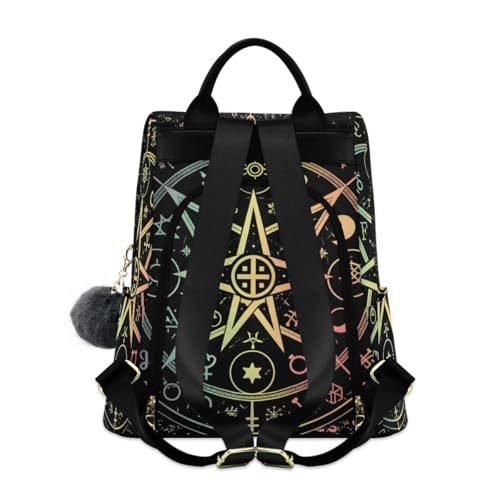 Image of ALAZA Mandala Zodiac Wheel Of The Year Astrological Signs Outdoor Backpack Bags for Woman Ladies