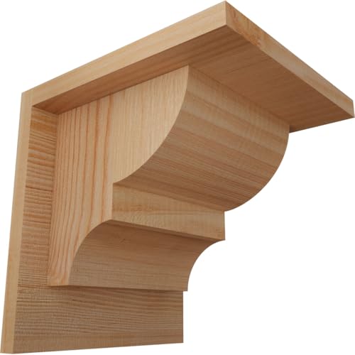 Ekena Millwork COR08X08X08RID01SDF 7 1/2"W x 8"D x 8"H Ridgewood Smooth Corbel w/Backplate, Douglas Fir