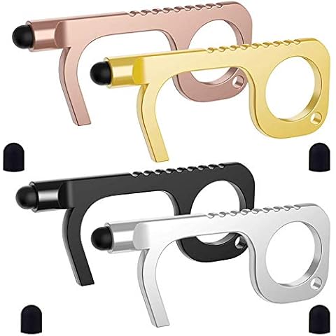 Handy Non-Touch Door Opener,Heavy-duty Reusable Stylus Keychain Tool - Safe Touch Tool - Germ Key Tool (4 Pack) Cover