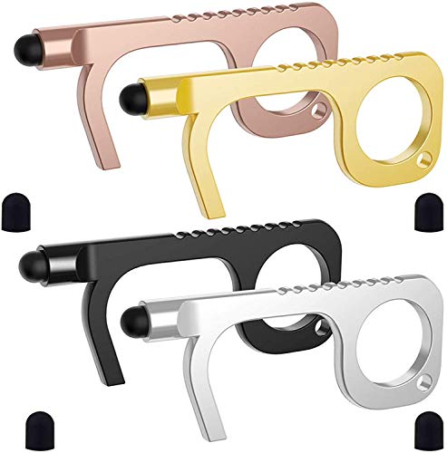 Handy Non-Touch Door Opener,Heavy-duty Reusable Stylus Keychain Tool - Safe Touch Tool - Germ Key Tool (4 Packï¼‰